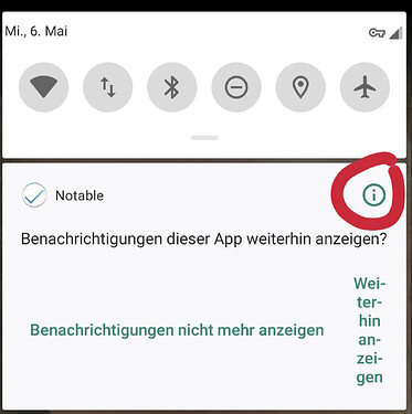 Screenshot of long-pressed Android notification
