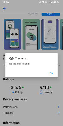 Screenshot 4 adding text: Trackers | No Tracker Found! | OK