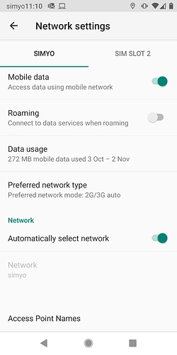 Network Settings - Mobile Network - Advanced